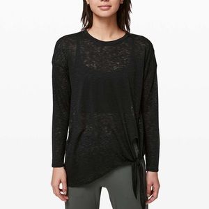 Black Lululemon tie your practice long sleeve tee